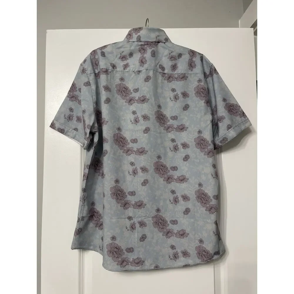 NWT Vince Camuto Men’s Floral Short Sleeve Button Down Shirt Sz L Style 2.0